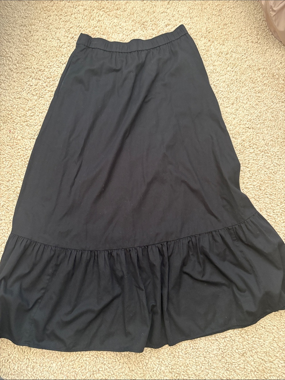The Drop Black Ruffle Hem Maxi Skirt - Women